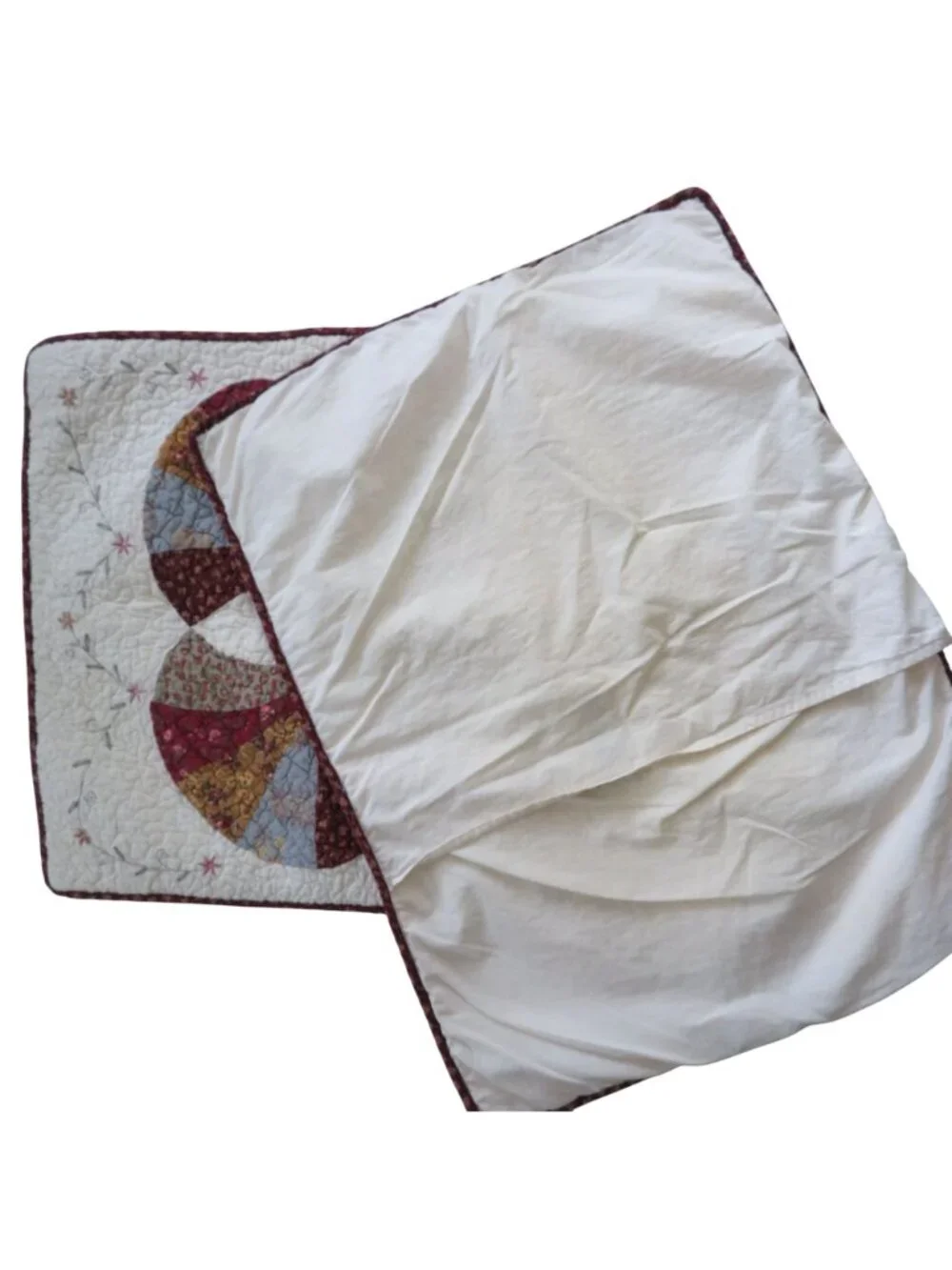 Vintage Quilted Pillow Shams Pair of 2 Floral Patchwork 21